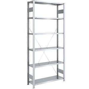 EUROKRAFTpro Magazijn inhaakstelling, verzinkt, lichte constructie, stellinghoogte 2500 mm, basisstelling, breedte x diepte = 1000 x 400 mm