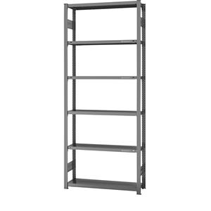 EUROKRAFTpro System-Steckregal, verzinkt Bauart leicht, Regalhöhe 2500 mm Grundregal, Breite x Tiefe 1000 x 300 mm
