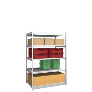 hofe Robuuste inhaakstelling, enkelzijdig, stellinghoogte 2000 mm, lichtgrijs / verzinkt, legbordbreedte 1325 mm, basisstelling, breedte x diepte = 1325 x 800 mm