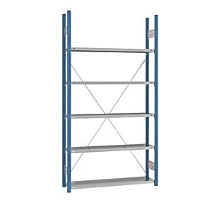 EUROKRAFTpro Fachboden-Steckregal, blau / verzinkt Regalhöhe 2350 mm, Fachbodenbreite 1215 mm Grundregal, Fachbodentiefe 350 mm