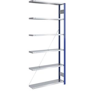 EUROKRAFTpro Magazijn-inhaakstelling, stellingstaander blauw, legbord verzinkt, h x b = 2500 x 1000 mm, aanbouwstelling, diepte 300 mm