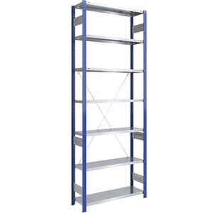 EUROKRAFTpro Magazijn-inhaakstelling, stellingstaander blauw, legbord verzinkt, h x b = 3000 x 1000 mm, basisstelling, diepte 400 mm