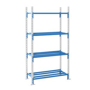 Inhaakstelling met buizenlegborden, stellinghoogte 1996 mm, legbordbreedte 1210 mm, basisstelling, legborddiepte 795 mm