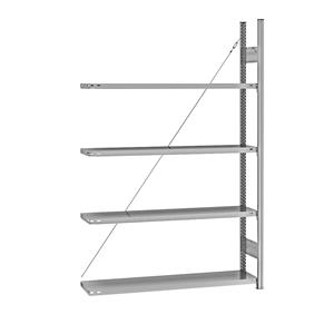 EUROKRAFTpro Fachboden-Steckregal, verzinkt Regalhöhe 2000 mm, Fachbodenbreite 1215 mm Anbauregal, Fachbodentiefe 350 mm