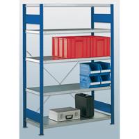 EUROKRAFTpro Steckregal, einreihig Fachboden-BxT 1300 x 400 mm blau, Höhe 2000 mm, Grundregal