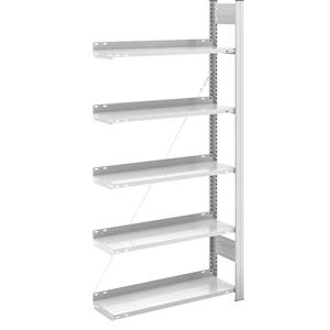 Hofe Akten-Steckregal, RAL 7035 Regalhöhe 1750 mm, einseitig Anbauregal, BxT 750 x 300 mm