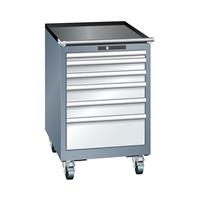 Lista Schubladenschrank, Breite 564 mm, fahrbar 6 Schubladen, HxT 890 x 572 mm grau metallic / lichtgrau