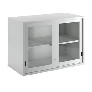 Lista Aufsatzschrank mit Schiebetüren Türen mit Sichtfenster HxBxT 1000 x 1431 x 725 mm, lichtgrau