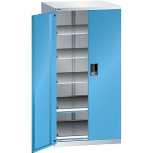 Lista Schubladenschrank mit Flügeltüren Höhe 1450 mm, 5 Böden, Traglast 75 kg lichtgrau / lichtblau