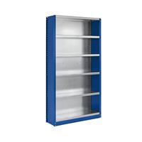 EUROKRAFTpro Steckregal-System, Regalhöhe 1990 mm 5 Fächer, BxT 1000 x 300 mm Grundregal, enzianblau RAL 5010