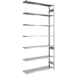 EUROKRAFTpro Magazijn inhaakstelling, verzinkt, h x b = 3000 x 1300 mm, met 7 stalen legborden, aanbouwstelling, vakdraagvermogen 180 kg, diepte 400 mm