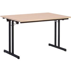 Inklapbare tafel, met extra sterk tafelblad, hoogte 720 mm, 1400 x 800 mm, frame zwart, blad ahornhoutdecor