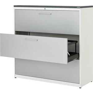 mauser Hangmappenkast, kunststof blad, 3 laden, 3 rijen, met sluitdemping, zuiver wit / blank aluminiumkleurig / wit