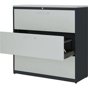 mauser Hangmappenkast, kunststof blad, 3 laden, 3 rijen, met sluitdemping, antracietgrijs / lichtgrijs / lichtgrijs