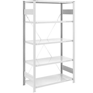 EUROKRAFTpro Magazijn inhaakstelling, lichtgrijs RAL 7035, lichte constructie, stellinghoogte 2000 mm, basisstelling, breedte x diepte = 1000 x 600 mm