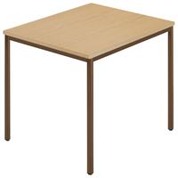 Rechthoekige tafel, vierkante buis met coating, b x d = 800 x 800 mm, naturel beukenhout / bruin