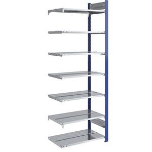 hofe Ordner-inhaakstelling, dubbelzijdig, hoogte 2350 mm, b x d = 750 x 600 mm, aanbouwstelling, blauw/verzinkt