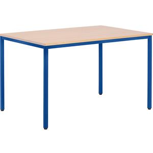 EUROKRAFTbasic Multifunctionele tafel, h x b x d = 720 x 1200 x 800 mm, blad beukenhoutdecor, frame gentiaanblauw