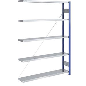 EUROKRAFTpro Magazijn-inhaakstelling, stellingstaander blauw, legbord verzinkt, h x b = 2000 x 1300 mm, aanbouwstelling, diepte 300 mm