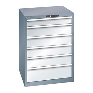 Lista Schubladenschrank, Stahlblech HxB 1000 x 717 mm, 6 Schubladen grau metallic / lichtgrau
