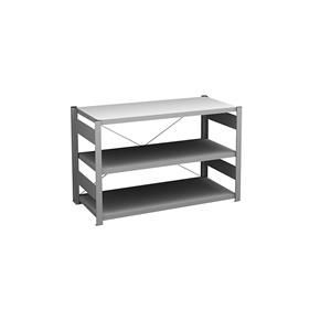 hofe Lage inhaakstelling, verzinkt, hoogte 825 mm, 3 legborden, basisstelling, legborddiepte 600 mm, vakdraagvermogen 190 kg