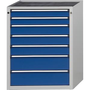 ANKE Ladekast, b x d = 760 x 675 mm, draagvermogen per lade 200 kg, 7 laden, hoogte 980 mm, front gentiaanblauw