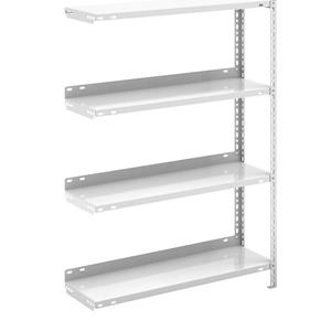 Hofe Akten-Schraubregal, lichtgrau RAL 7035 Regalhöhe 1150 mm Anbauregal, Breite x Tiefe 750 x 300 mm