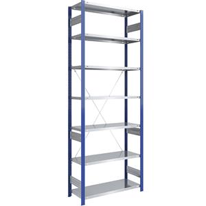 EUROKRAFTpro Magazijn-inhaakstelling, stellingstaander blauw, legbord verzinkt, h x b = 3000 x 1000 mm, basisstelling, diepte 500 mm