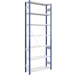 EUROKRAFTpro Magazijn-inhaakstelling, stellingstaander blauw, h x b = 3000 x 1000 mm, legbord lichtgrijs, basisstelling, diepte 400 mm