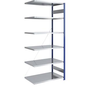EUROKRAFTpro Magazijn-inhaakstelling, stellingstaander blauw, legbord verzinkt, h x b = 2500 x 1000 mm, aanbouwstelling, diepte 800 mm