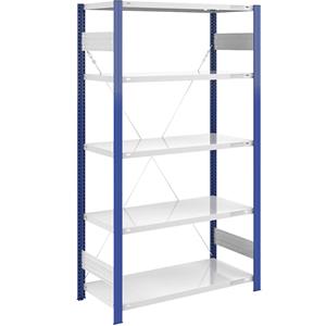 EUROKRAFTpro Magazijn-inhaakstelling, stellingstaander blauw, h x b = 2000 x 1000 mm, legbord lichtgrijs, basisstelling, diepte 600 mm