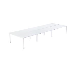 Teambureau voor zes personen, breedte 1200 / 3600 mm, diepte 800 / 1660 mm, wit