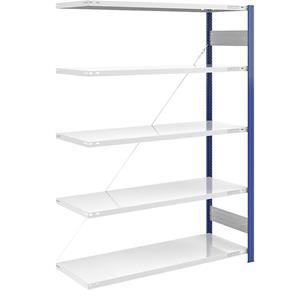 EUROKRAFTpro Magazijn-inhaakstelling, stellingstaander blauw, h x b = 2000 x 1300 mm, legbord lichtgrijs, aanbouwstelling, diepte 600 mm