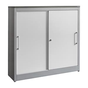 mauser Schuifdeurkast ARCOS, 2 legborden, h x b x d = 1240 x 1200 x 420 mm, blank aluminiumkleurig / zuiverwit