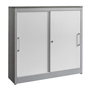 mauser Schuifdeurkast ARCOS, 2 legborden, h x b x d = 1240 x 1200 x 420 mm, blank aluminiumkleurig / zuiverwit