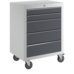 Mobiel magazijn met laden, h x b x d = 860 x 646 x 460 mm, met 5 laden en 4 zwenkwielen