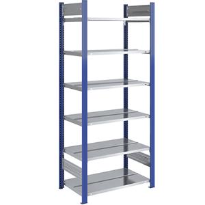 hofe Ordner-inhaakstelling, dubbelzijdig, hoogte 2000 mm, b x d = 750 x 600 mm, basisstelling, blauw/verzinkt