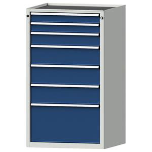 ANKE Ladekast, b x d = 760 x 675 mm, 7 laden, hoogte 1280 mm, front gentiaanblauw