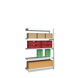 hofe Robuuste inhaakstelling, enkelzijdig, stellinghoogte 2000 mm, lichtgrijs / verzinkt, legbordbreedte 1325 mm, aanbouwstelling, breedte x diepte = 1325 x 400 mm