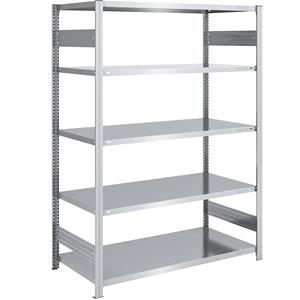 EUROKRAFTpro Magazijn inhaakstelling, verzinkt, h x b = 2000 x 1300 mm, met 5 stalen legborden, basisstelling, vakdraagvermogen 190 kg, diepte 800 mm
