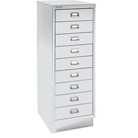 Bisley MultiDrawer™ 39er Serie mit Sockel, DIN A3, 9 Schubladen lichtgrau