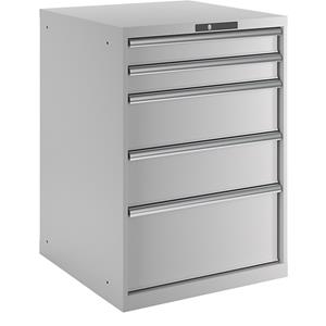 LISTA Ladekast met 5 laden, b x d x h = 717 x 725 x 1000 mm, lichtgrijs