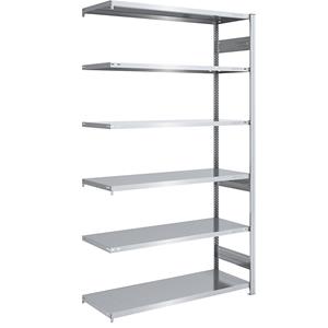 EUROKRAFTpro Magazijn inhaakstelling, verzinkt, h x b = 2500 x 1300 mm, met 6 stalen legborden, aanbouwstelling, vakdraagvermogen 240 kg, diepte 600 mm