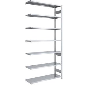 EUROKRAFTpro Magazijn inhaakstelling, verzinkt, h x b = 3000 x 1300 mm, met 7 stalen legborden, aanbouwstelling, vakdraagvermogen 185 kg, diepte 500 mm