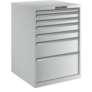 LISTA Ladekast met 7 laden, b x d x h = 717 x 725 x 1000 mm, lichtgrijs