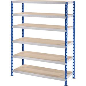 EUROKRAFTbasic Grootvak-inhaakstelling met spaanplaat legborden, diepte 600 mm, basisstelling, h x b = 1976 x 1550 mm