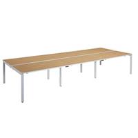 Teambureau voor zes personen, breedte 1400 / 4200 mm, diepte 800 / 1660 mm, wit/beukenhout
