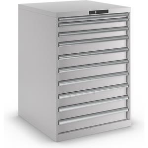 LISTA Ladenkast, plaatstaal, h x b = 1000 x 717 mm, 10 laden, lichtgrijs