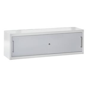 mauser Schuifdeurkast, als opzetstuk voor een breedte van 1600 mm, h x b x d = 500 x 1600 x 420 mm, lichtgrijs / blank aluminiumkleurig