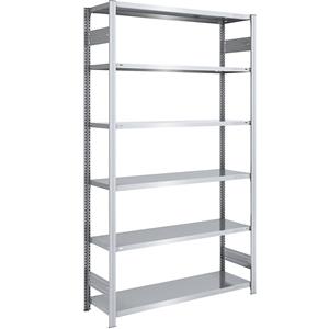 EUROKRAFTpro Magazijn inhaakstelling, verzinkt, h x b = 2500 x 1300 mm, met 6 stalen legborden, basisstelling, vakdraagvermogen 185 kg, diepte 500 mm